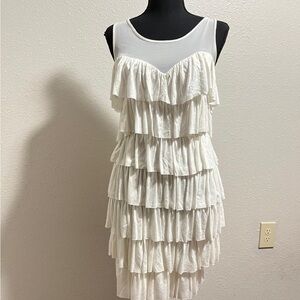 Cherish Ivory Ruffle Tiered Mini Dress